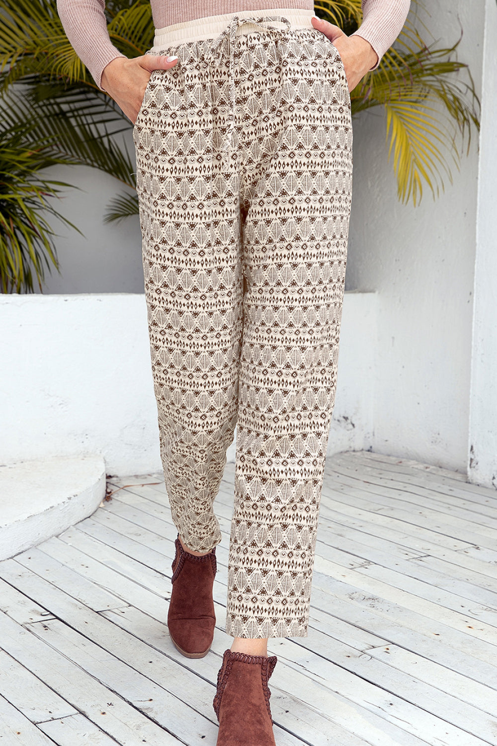 Geometrical Print Drawstring Lounge Pants