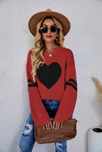 Load image into Gallery viewer, Heart Graphic Long Sleeve Ribbed Trim Sweater
