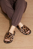 Qupid Movie Nights Leopard Faux Fur Slide Slippers