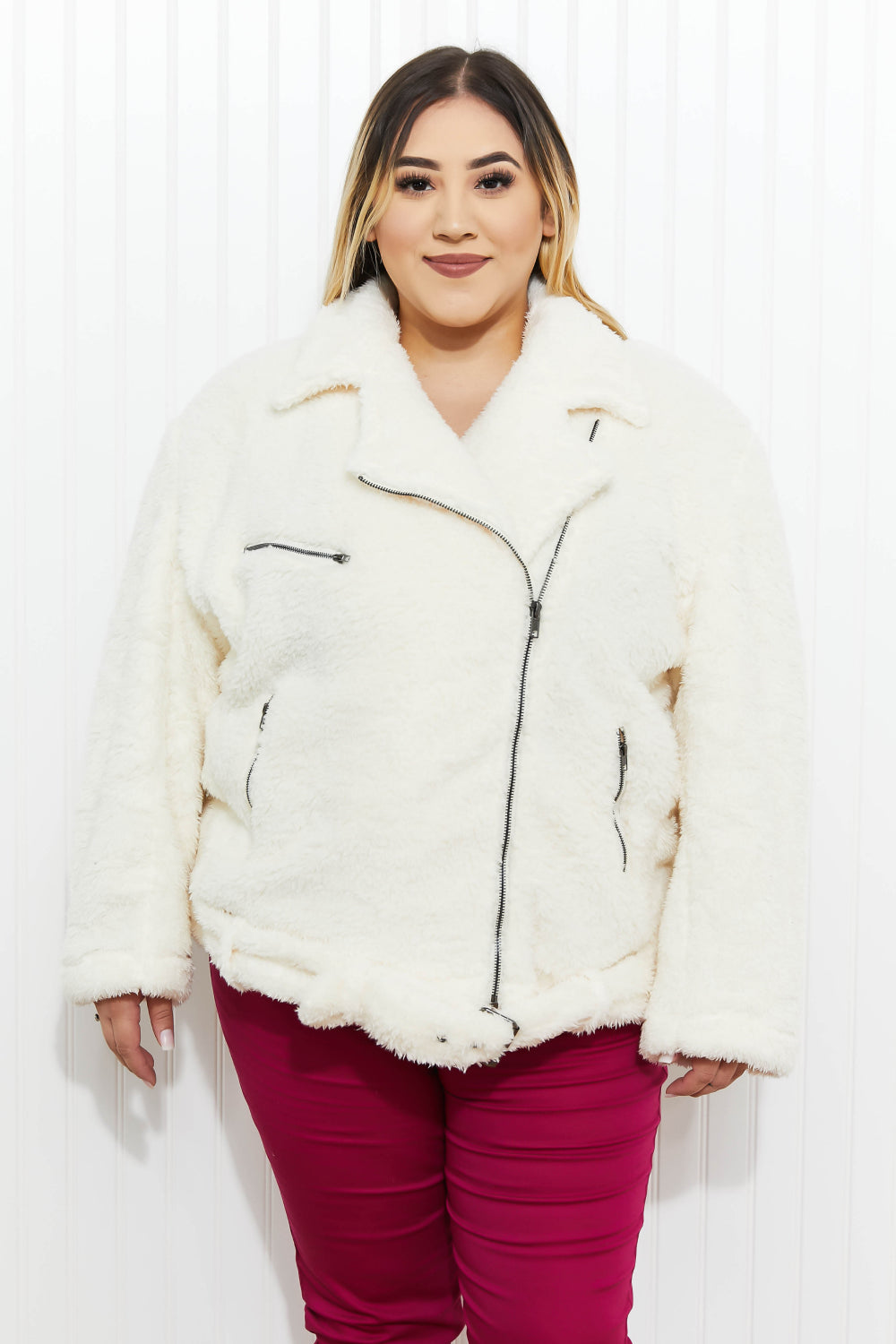 Davi & Dani Come a Little Closer Full Size Faux Fur Jacket