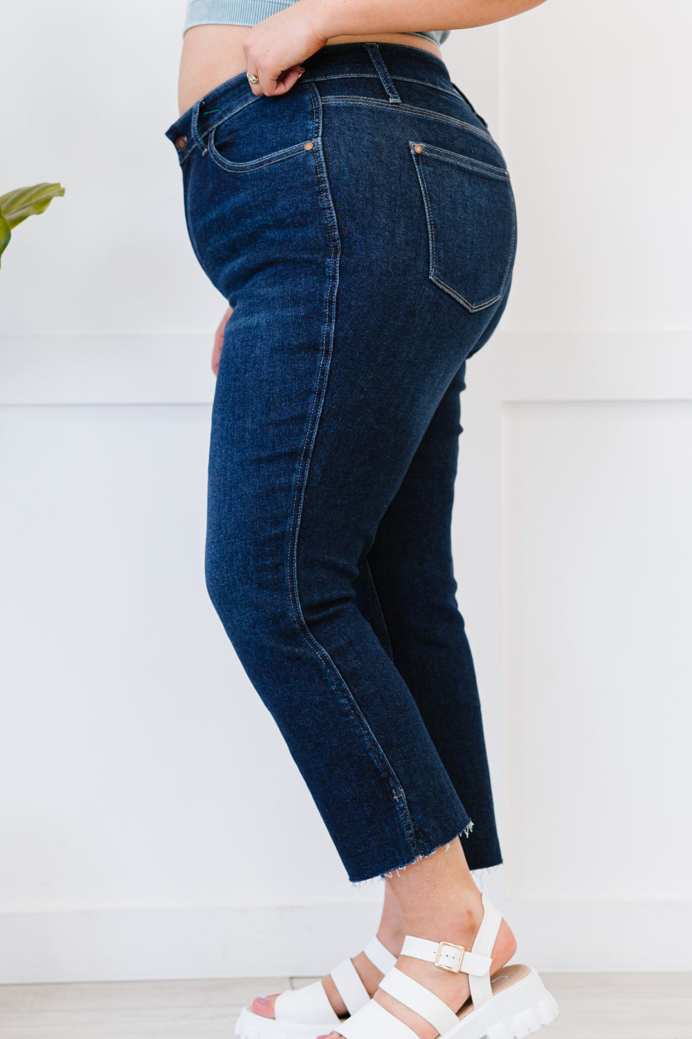 Judy Blue Sophie Full Size Run Cropped Straight Leg Jeans with Slit