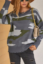 Load image into Gallery viewer, Camouflage Destroyed Hem Sweater
