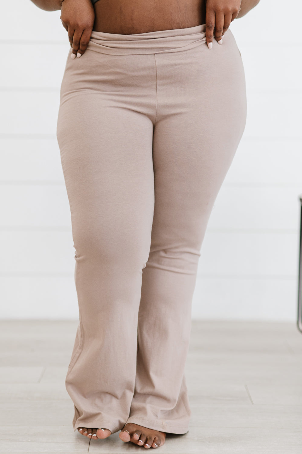 Zenana Keep It Up Full Size Flare Yoga Pants in Ash Mocha