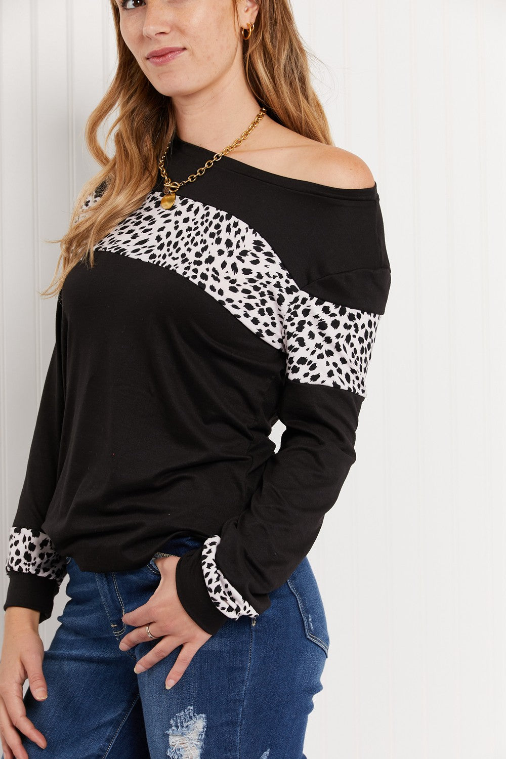 Acting Pro Wild for the Weekend Full Size Leopard Contrast Top