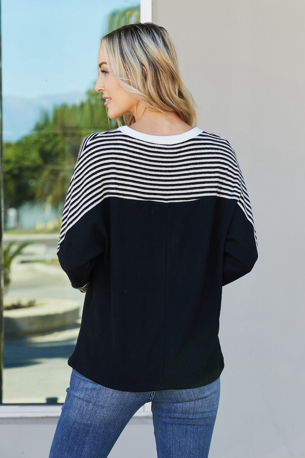 Sew In Love Full Size Striped Dolman Sleeve Knit Top