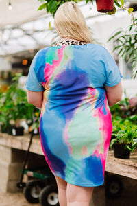 Plus Size Leopard Tie-Dye T-Shirt Dress