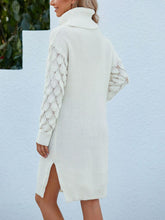 Load image into Gallery viewer, Openwork Side Slit Turtleneck Sweater Dress
