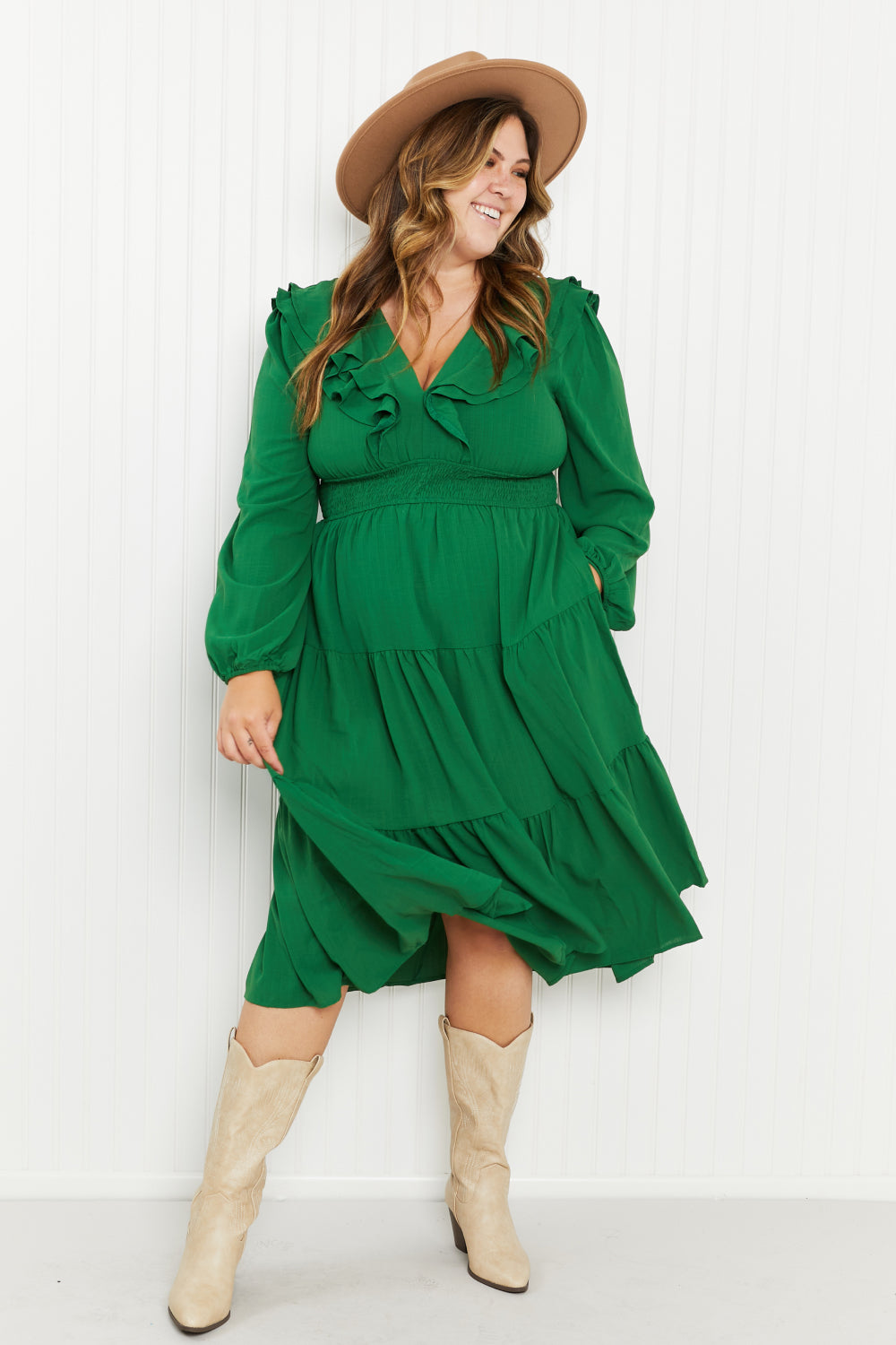 Davi & Dani Rooftop Reservation Full Size Layered Ruffle Midi Dress