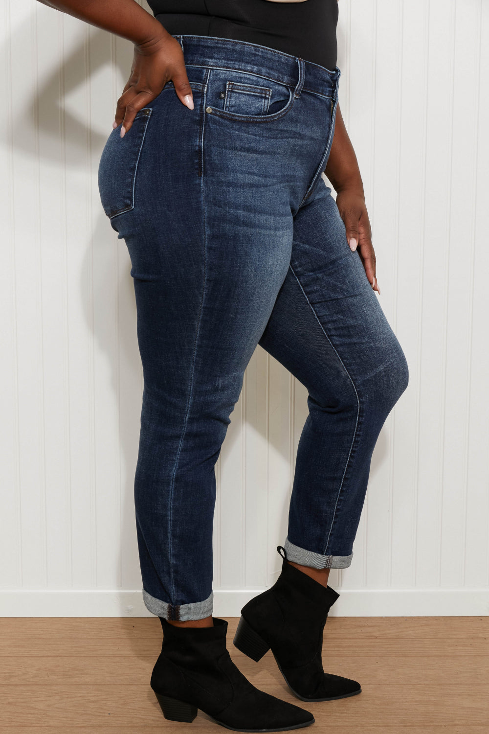 Judy Blue Penelope Full Size Cuffed Slim Fit Jeans