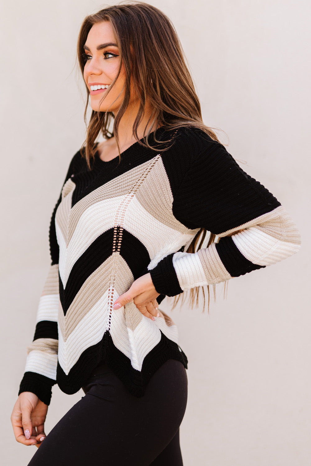 Chevron Color Block Sweater