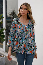 Load image into Gallery viewer, Floral Pleated Detail V-Neck Blouse
