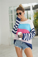 Load image into Gallery viewer, Striped Ribbed Trim Bell Sleeve Sweater
