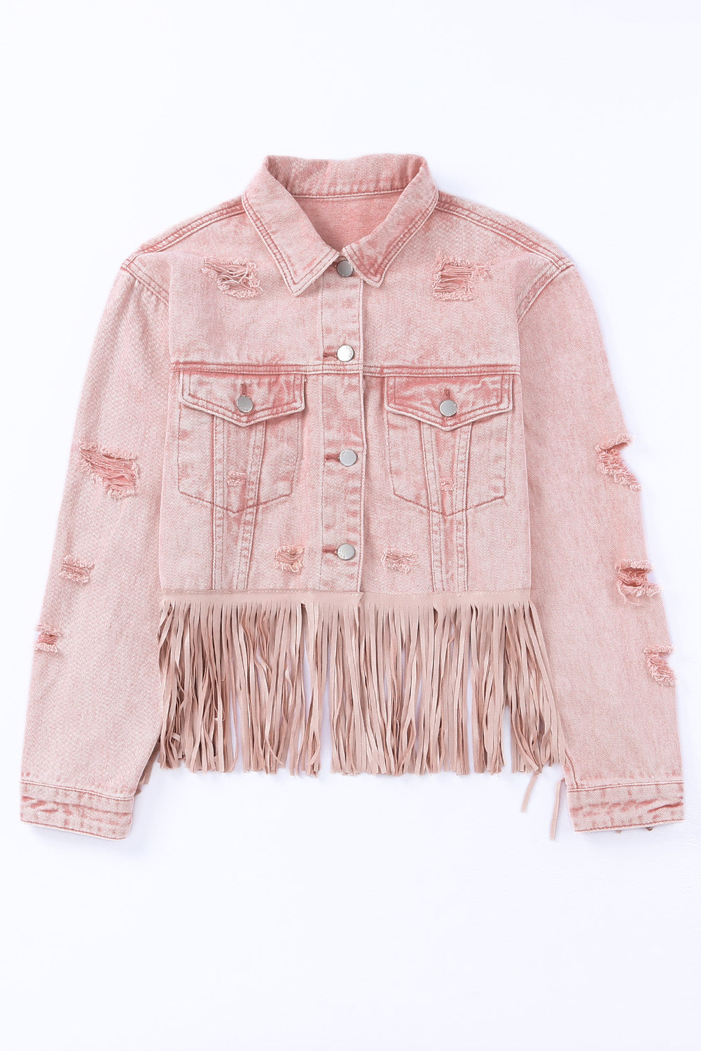 Distressed Fringe Detail Denim Jacket