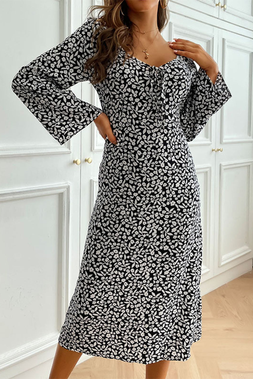 Floral Bell Sleeve Midi Dress