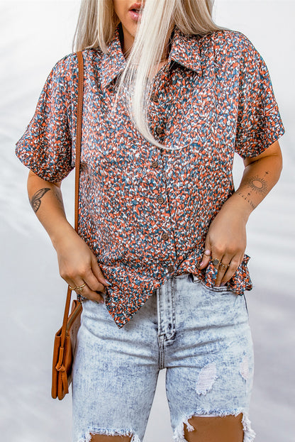 Ditsy Floral Button-Up Short Sleeve Shirt