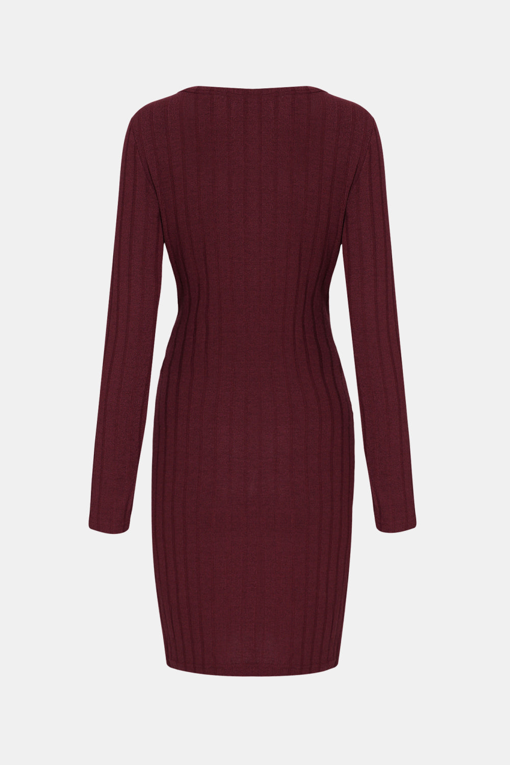 Tied Long Sleeve Ribbed Dress