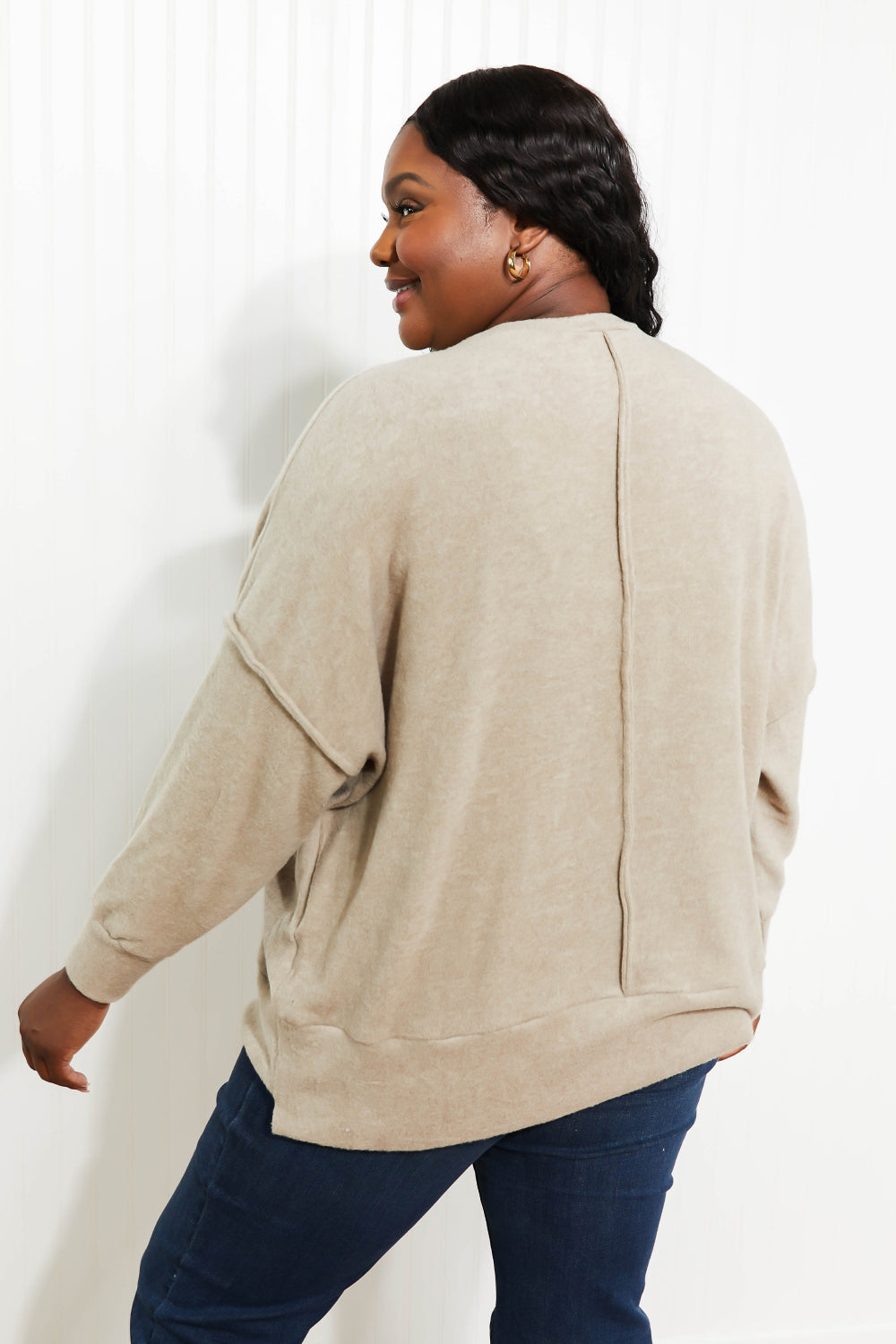 Zenana Home for the Weekend Full Size Brushed Melange Sweater