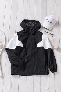 Color Block Drawstring Hooded Jacket