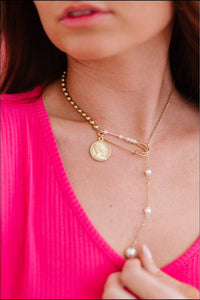 Head to Toe Coin Pendant Pearl Necklace