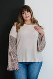 AMOLI Aspire to Inspire Full Size Run Leopard Bell Sleeve Top