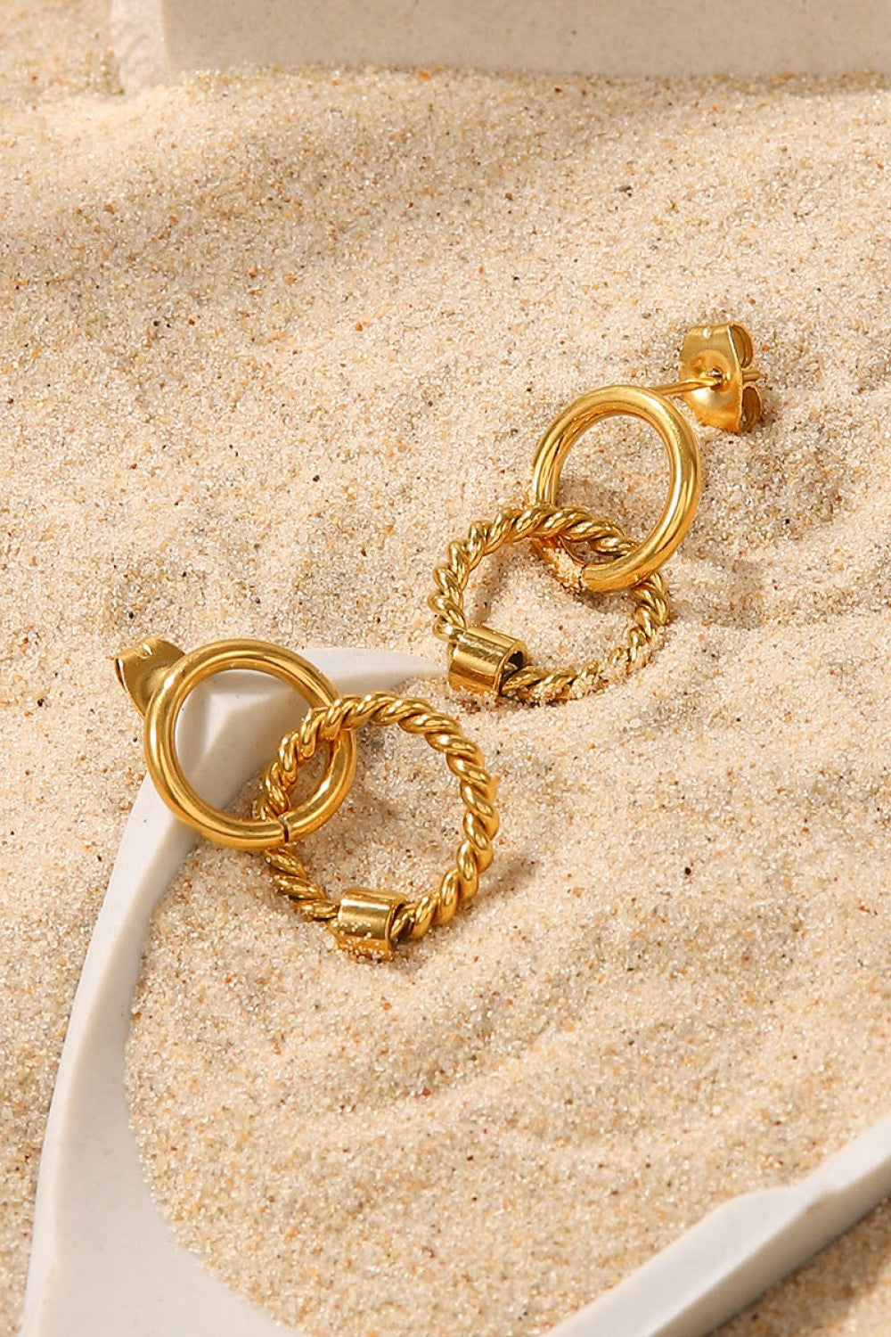 Twisted Double-Hoop Drop Earrings