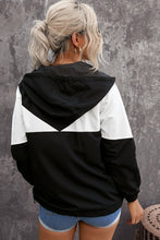 Load image into Gallery viewer, Color Block Drawstring Hooded Jacket
