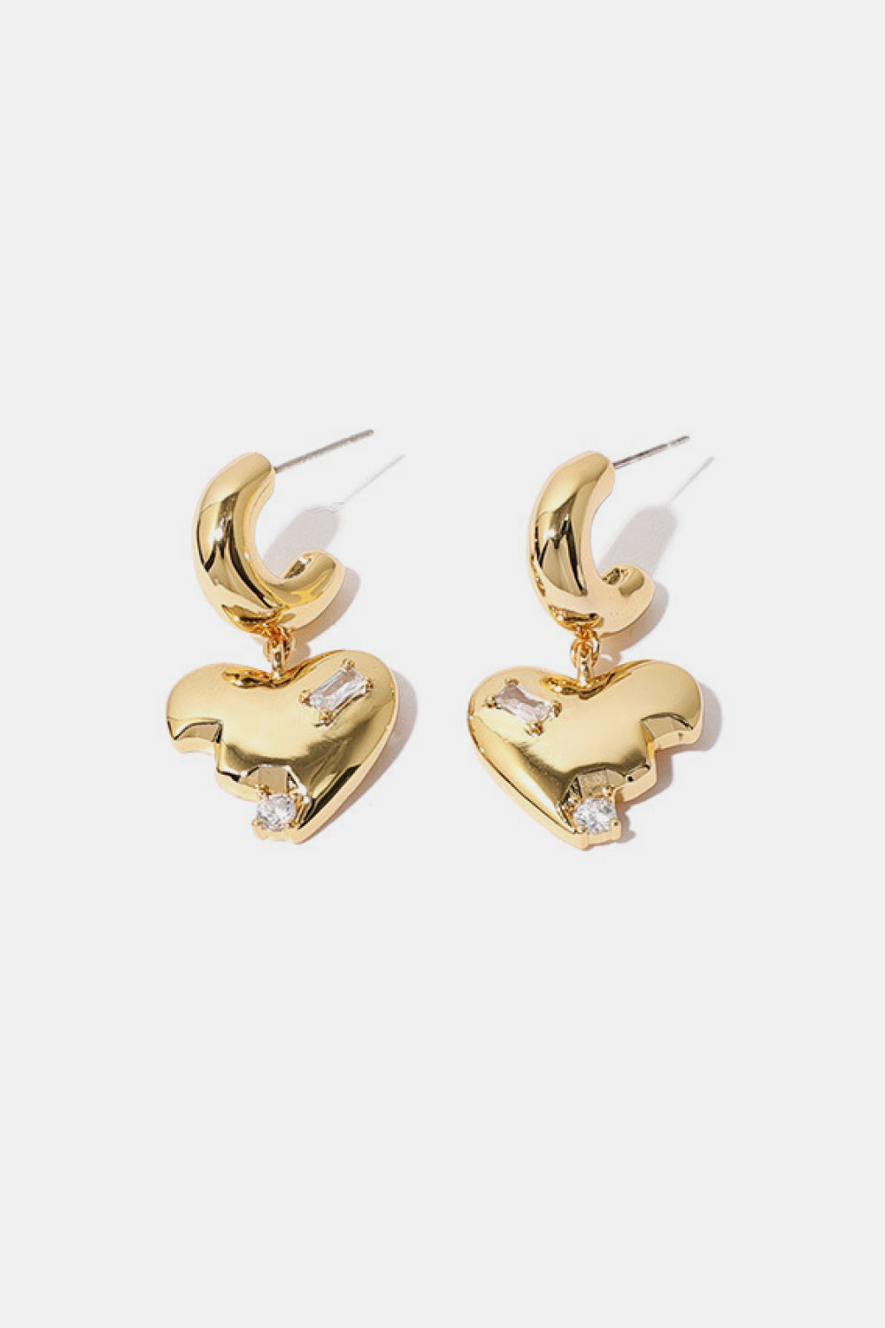 C-Hoop Heart-Shape Drop Earrings