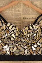 Load image into Gallery viewer, Mirrored and Beaded Crop Top
