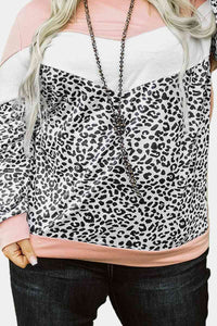 Plus Size Colorblock Leopard Tops