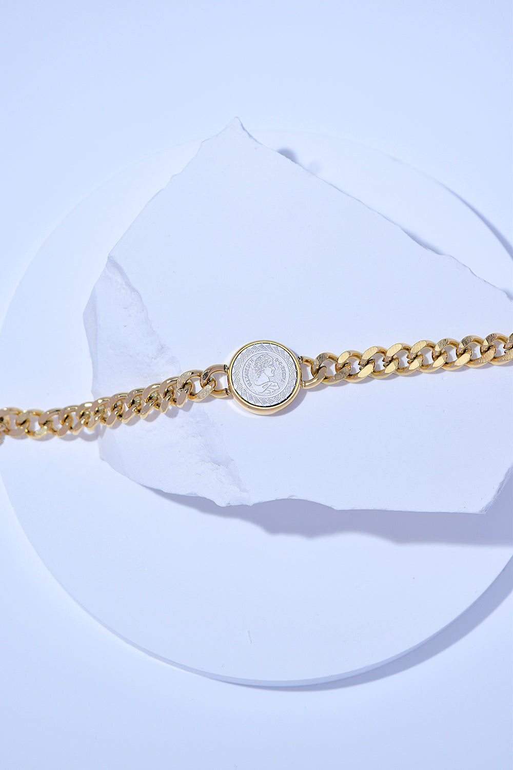 Curb Chain Coin Bracelet