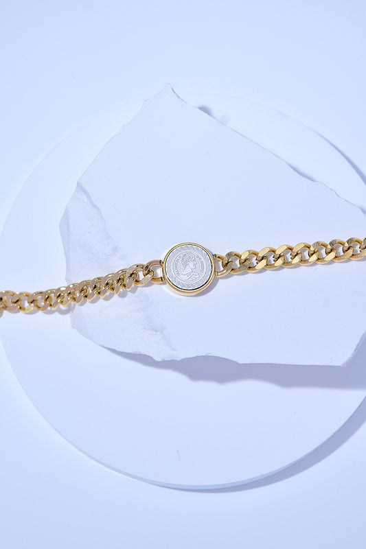 Curb Chain Coin Bracelet