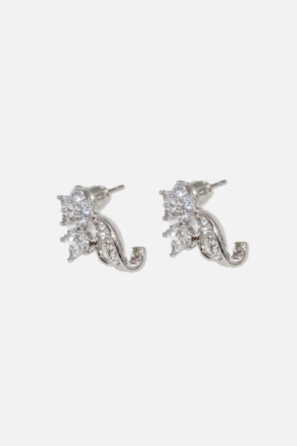 Floral Cubic Zirconia Stud Earrings