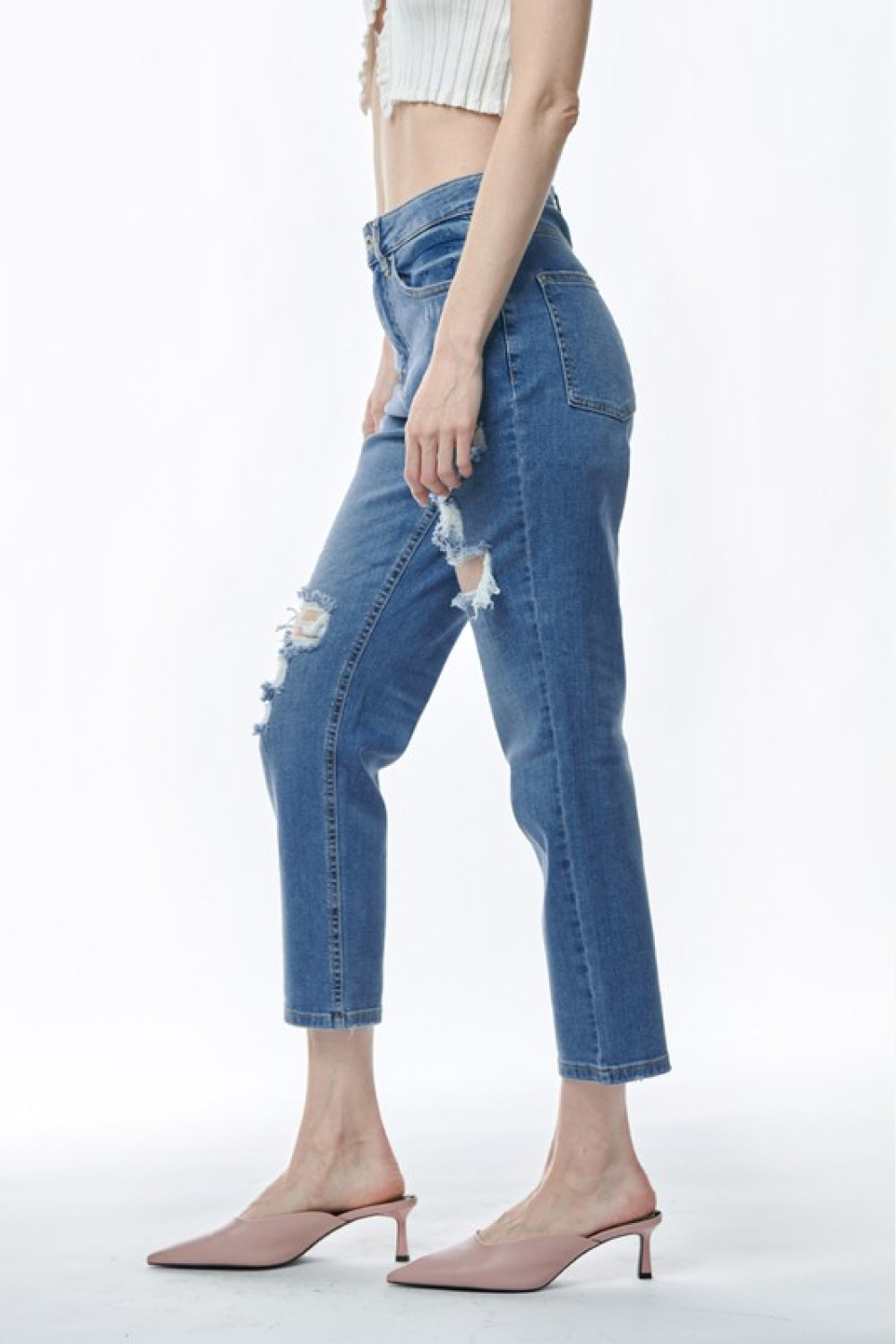 Muselooks High Waist Distressed Cropped Jeans