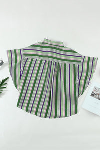 Multicolor Striped Short Sleeve Blouse