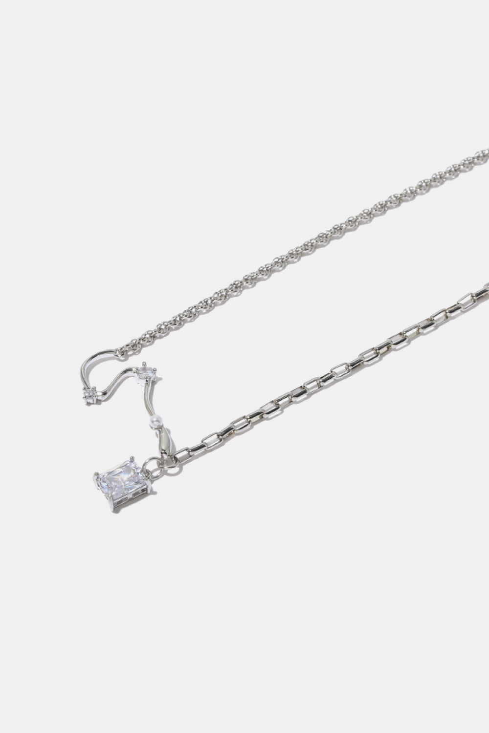 Rhinestone Square Pendant Necklace