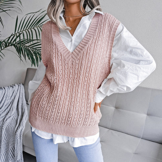 Cable-Knit Openwork Sweater Vest