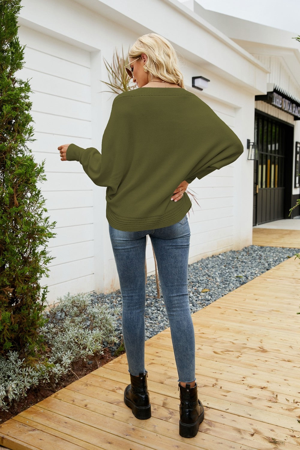 V-Neck Dolman Sleeve Sweater