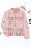 Distressed Fringe Detail Denim Jacket