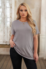 Load image into Gallery viewer, Plus Size Side Slit Round Neck T-Shirt
