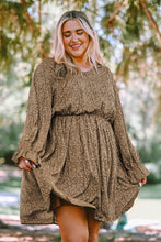 Load image into Gallery viewer, Plus Size Animal Print Long Flounce Sleeve Dress
