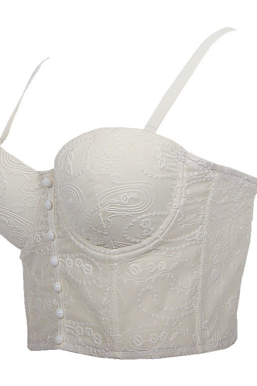 Embroidered Button Front Bustier