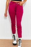 Zenana Walk the Line Full Size High Rise Skinny Jeans in Magenta