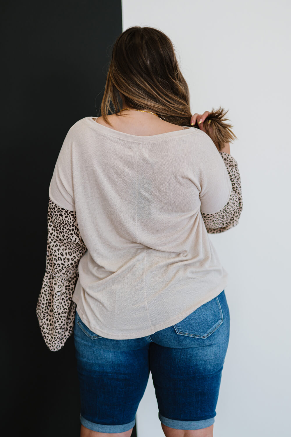 AMOLI Aspire to Inspire Full Size Run Leopard Bell Sleeve Top