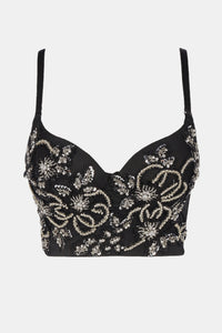 Floral Adjustable Strap Beaded Bustier