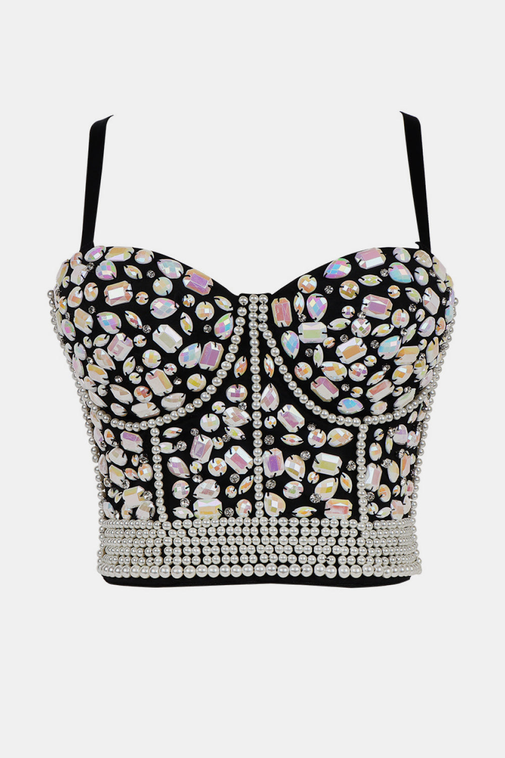 Rhinestone and Faux Pearl Bustier