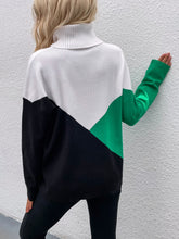 Load image into Gallery viewer, Color Block Dropped Shoulder Turtleneck Sweater
