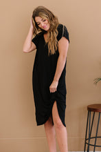 Load image into Gallery viewer, P &amp; Rose Plot Twist Full Size T-Shirt Dress with Pockets in Black
