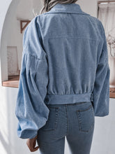 Load image into Gallery viewer, Lantern Sleeve Cropped Corduroy Jacket
