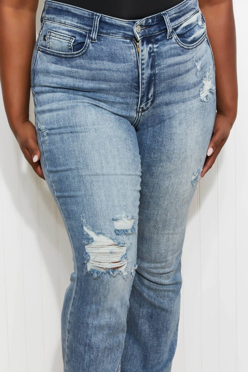 Judy Blue Emily Full Size High Waisted Destroyed Bootcut Jeans