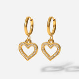 Rhinestone Heart Huggie Hoop Earrings